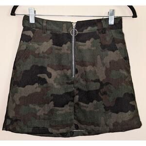 New Look Women's Size Small Camo Corduroy A-Line Skirt O-Ring Zipper Two Pockets